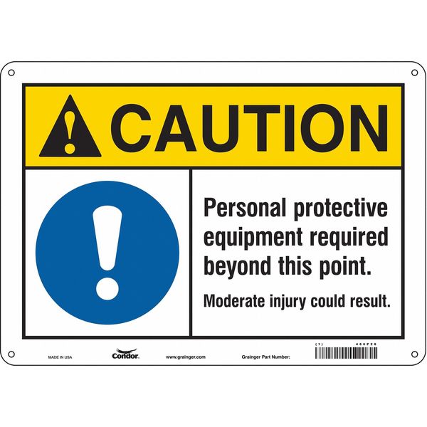 Safety Sign, 10 in Height, 14 in Width, Polyethylene, Horizontal Rectangle, English, 466P28