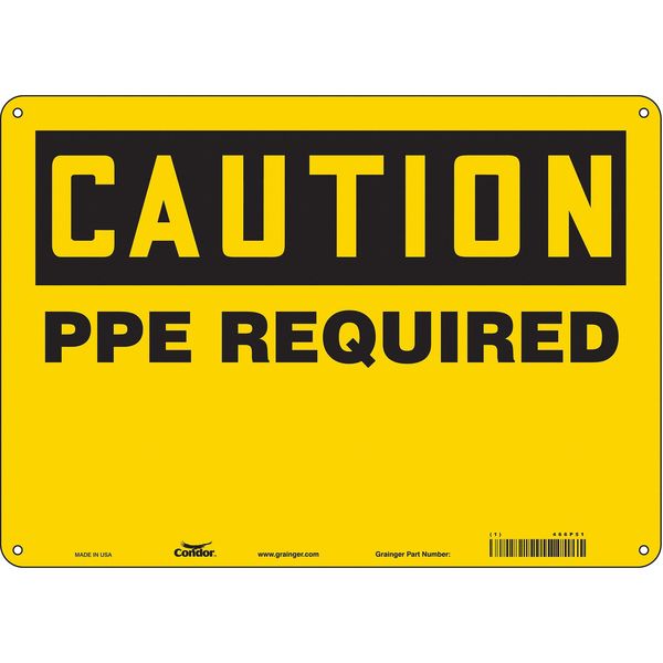 Safety Sign, 10 in Height, 14 in Width, Polyethylene, Horizontal Rectangle, English, 466P51
