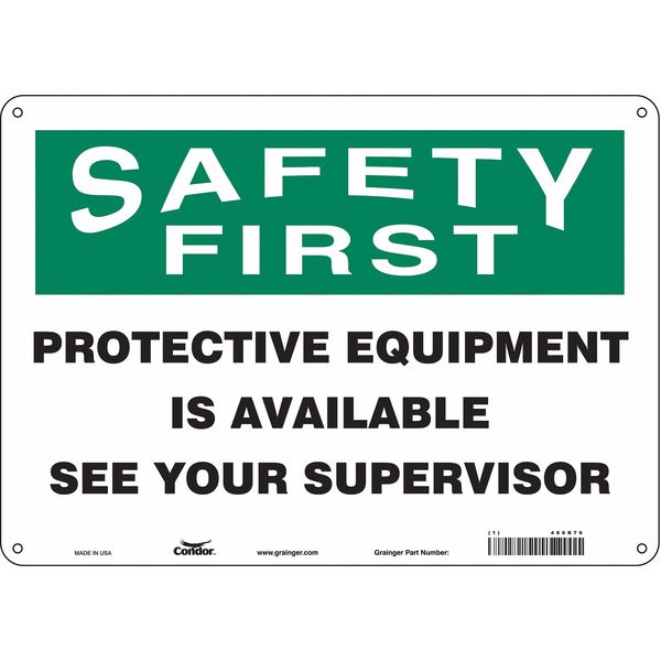 Safety Sign, 10 in Height, 14 in Width, Polyethylene, Horizontal Rectangle, English, 466R76
