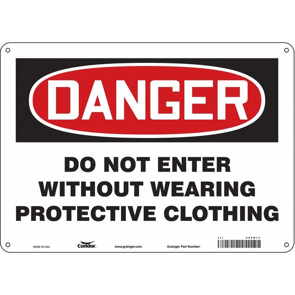 Safety Sign, 10 in Height, 14 in Width, Polyethylene, Horizontal Rectangle, English, 466R11
