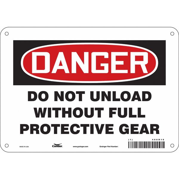 Safety Sign, 7 in Height, 10 in Width, Polyethylene, Vertical Rectangle, English, 466R16
