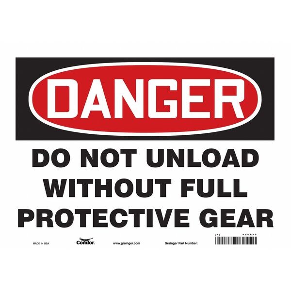 Safety Sign, 10 in Height, 14 in Width, Vinyl, Horizontal Rectangle, English, 466R19