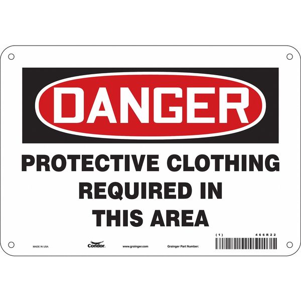 Safety Sign, 7 in Height, 10 in Width, Polyethylene, Vertical Rectangle, English, 466R22