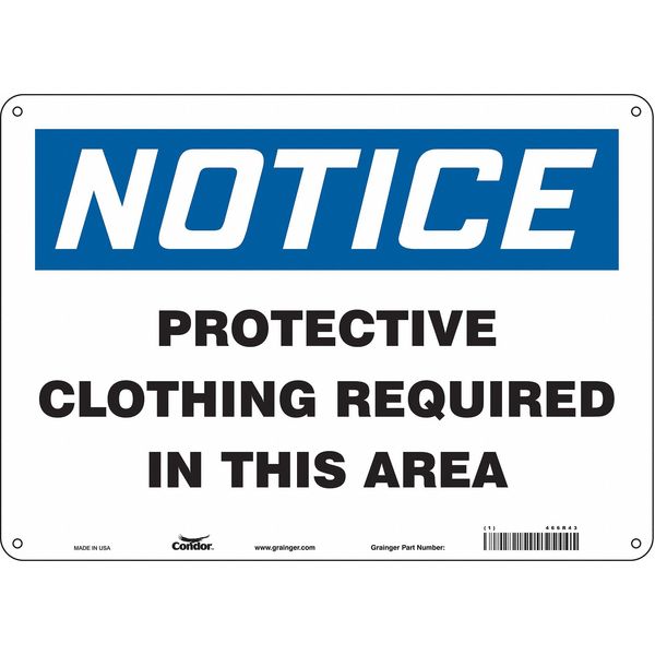 Safety Sign, 10 in Height, 14 in Width, Polyethylene, Horizontal Rectangle, English, 466R43