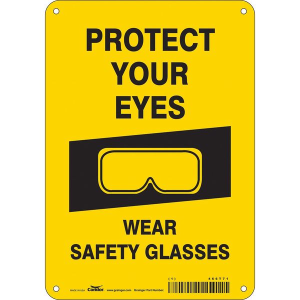 Safety Sign, 10 in Height, 7 in Width, Polyethylene, Horizontal Rectangle, English, 466T71
