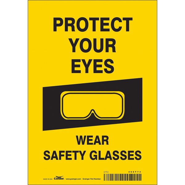 Safety Sign, 10 in Height, 7 in Width, Vinyl, Horizontal Rectangle, English, 466T73
