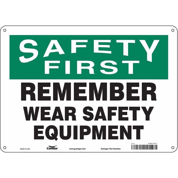 Safety Sign, 10 in Height, 14 in Width, Polyethylene, Horizontal Rectangle, English, 466T07