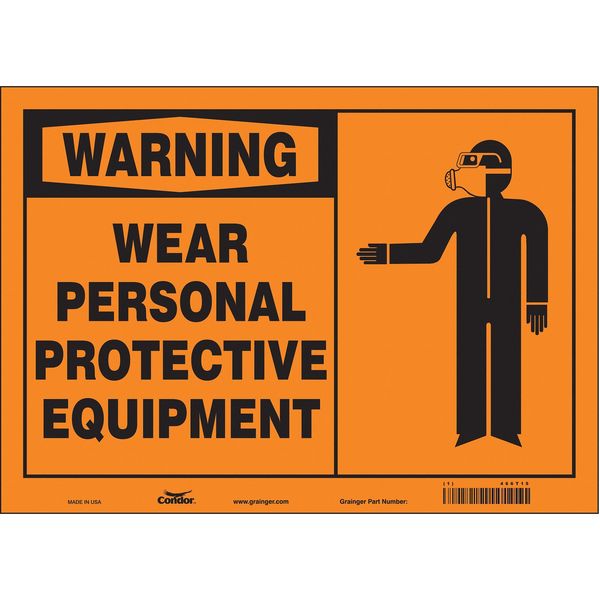 Safety Sign, 10 in Height, 14 in Width, Vinyl, Horizontal Rectangle, English, 466T15