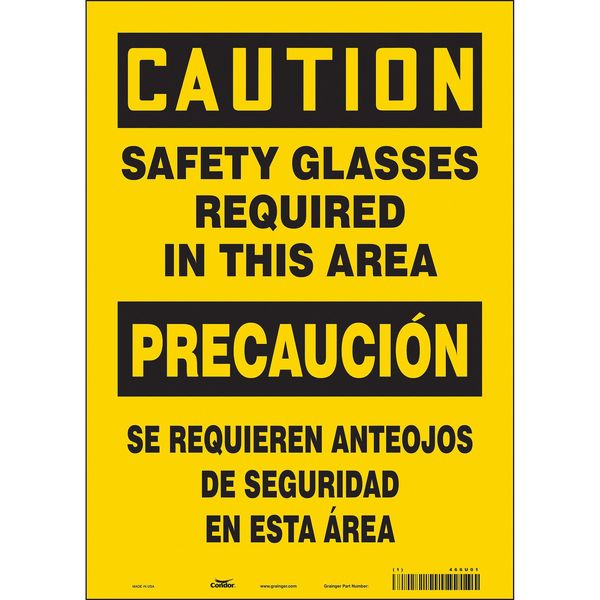 Safety Sign, 14 in Height, 10 in Width, Vinyl, Vertical Rectangle, English, Spanish, 466U01