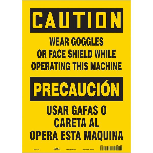 Safety Sign, 14 in Height, 10 in Width, Vinyl, Vertical Rectangle, English, Spanish, 466U07