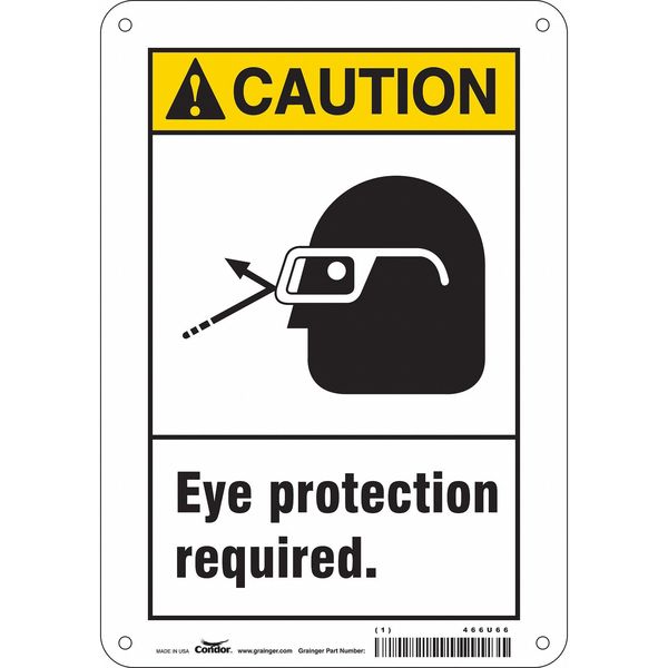 Safety Sign, 10 in Height, 7 in Width, Polyethylene, Horizontal Rectangle, English, 466U66