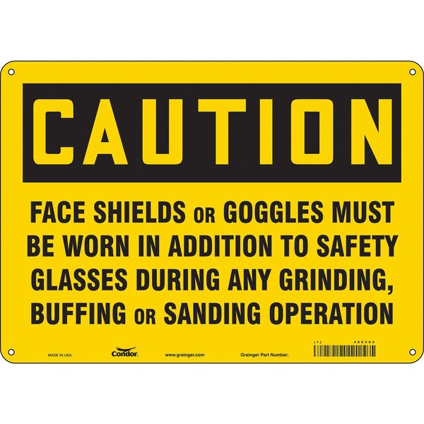 Safety Sign, 10 in Height, 14 in Width, Polyethylene, Horizontal Rectangle, English, 466V94