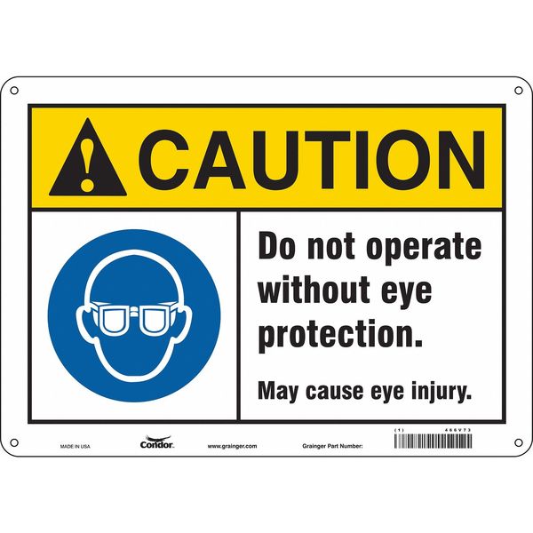 Safety Sign, 10 in Height, 14 in Width, Polyethylene, Horizontal Rectangle, English, 466V73