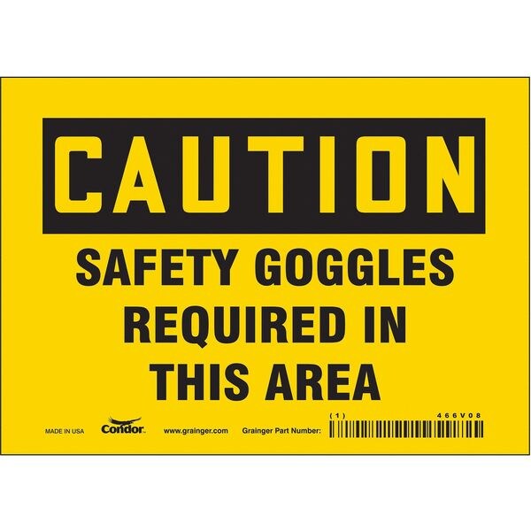 Safety Sign, 5 in Height, 7 in Width, Vinyl, Horizontal Rectangle, English, 466V08