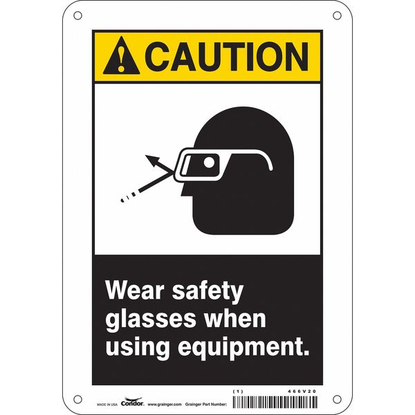 Safety Sign, 10 in Height, 7 in Width, Polyethylene, Horizontal Rectangle, English, 466V20
