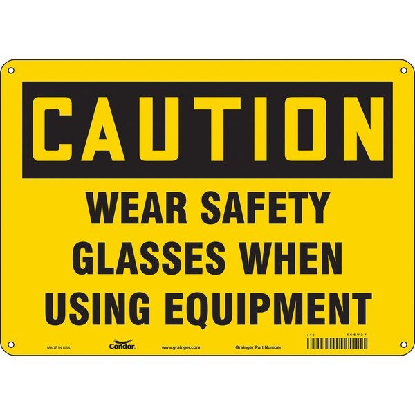 Safety Sign, 10 in Height, 14 in Width, Polyethylene, Horizontal Rectangle, English, 466V27