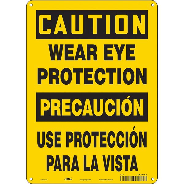 Safety Sign, 14 in Height, 10 in Width, Polyethylene, Vertical Rectangle, English, Spanish, 466W89
