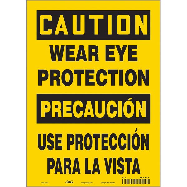 Safety Sign, 14 in Height, 10 in Width, Vinyl, Vertical Rectangle, English, Spanish, 466W91