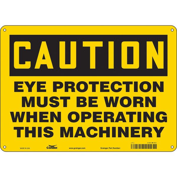 Safety Sign, 10 in Height, 14 in Width, Polyethylene, Horizontal Rectangle, English, 466W95