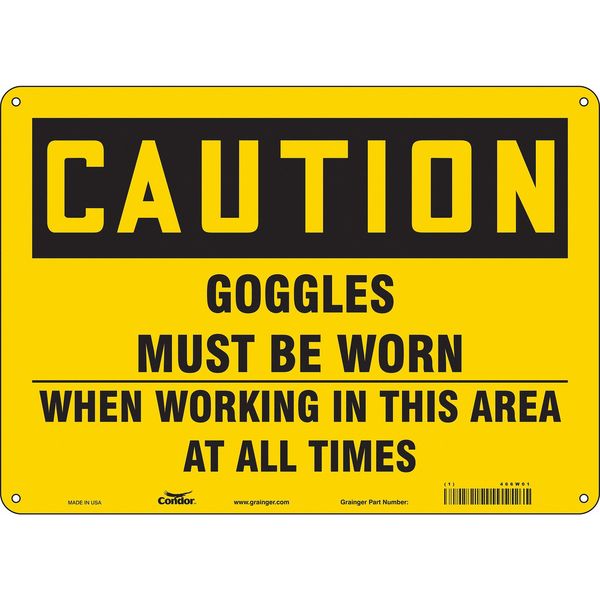 Safety Sign, 10 in Height, 14 in Width, Polyethylene, Horizontal Rectangle, English, 466W01