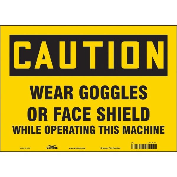Safety Sign, 10 in Height, 14 in Width, Vinyl, Horizontal Rectangle, English, 466W66