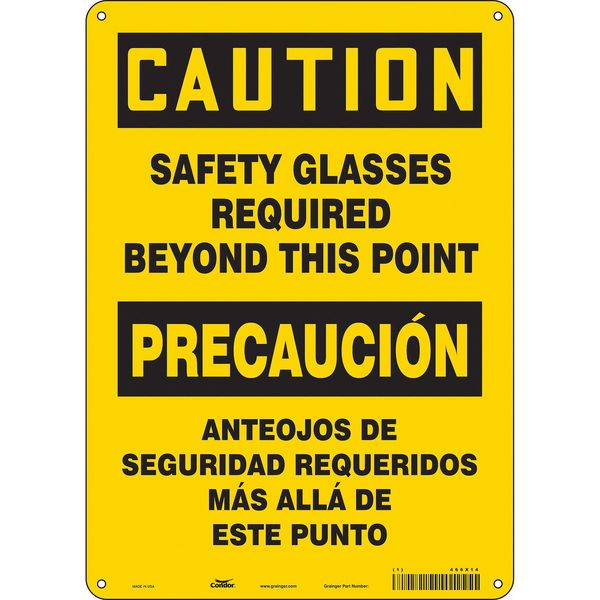 Safety Sign, 14 in Height, 10 in Width, Polyethylene, Vertical Rectangle, English, Spanish, 466X14