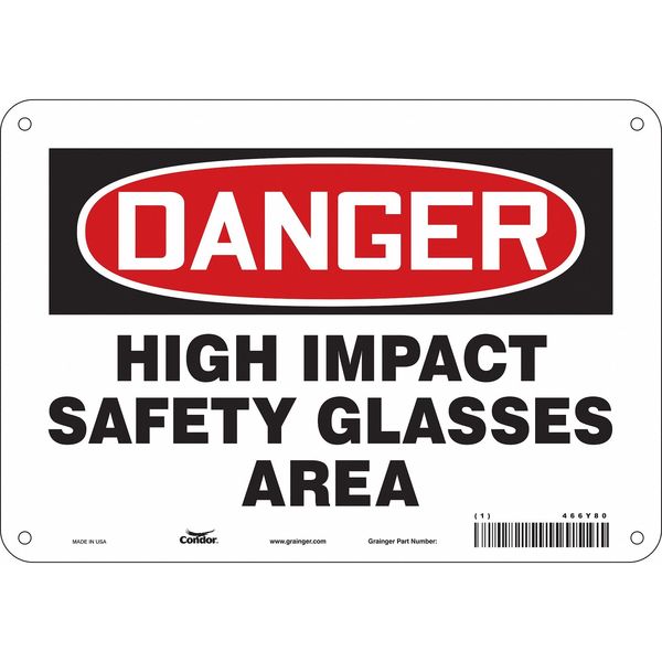 Safety Sign, 7 in Height, 10 in Width, Polyethylene, Vertical Rectangle, English, 466Y80