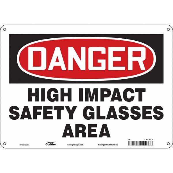 Safety Sign, 10 in Height, 14 in Width, Polyethylene, Horizontal Rectangle, English, 466Y81