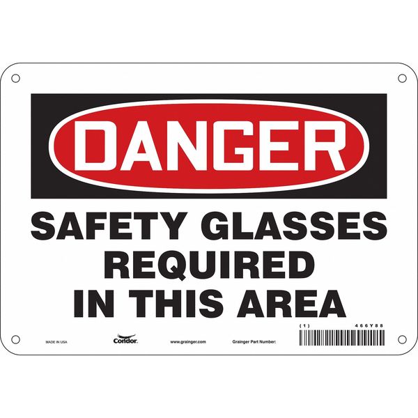 Safety Sign, 7 in Height, 10 in Width, Polyethylene, Vertical Rectangle, English, 466Y88