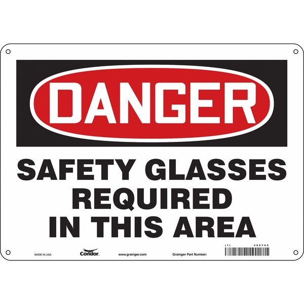 Safety Sign, 10 in Height, 14 in Width, Polyethylene, Horizontal Rectangle, English, 466Y89