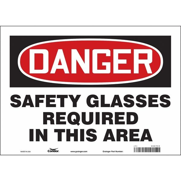 Safety Sign, 10 in Height, 14 in Width, Vinyl, Horizontal Rectangle, English, 466Y93