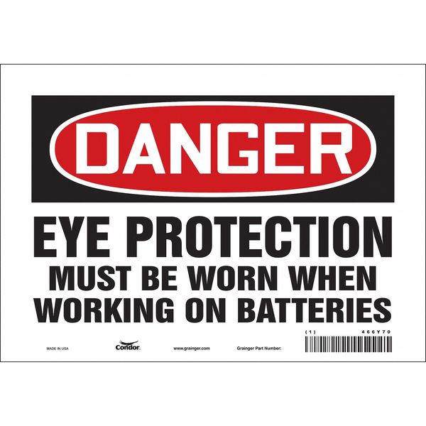 Safety Sign, 7 in Height, 10 in Width, Vinyl, Vertical Rectangle, English, 466Y70