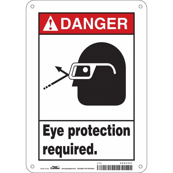 Safety Sign, 10 in Height, 7 in Width, Polyethylene, Horizontal Rectangle, English, 466Y02
