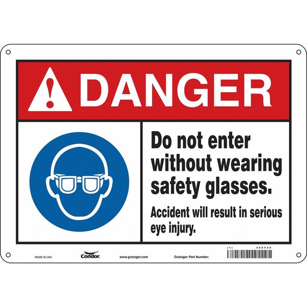 Safety Sign, 10 in Height, 14 in Width, Polyethylene, Horizontal Rectangle, English, 466Y26