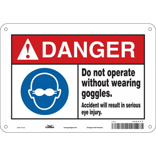 Safety Sign, 7 in Height, 10 in Width, Polyethylene, Vertical Rectangle, English, 466Y37