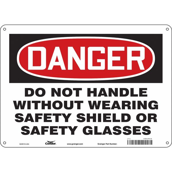 Safety Sign, 10 in Height, 14 in Width, Polyethylene, Horizontal Rectangle, English, 466Y63