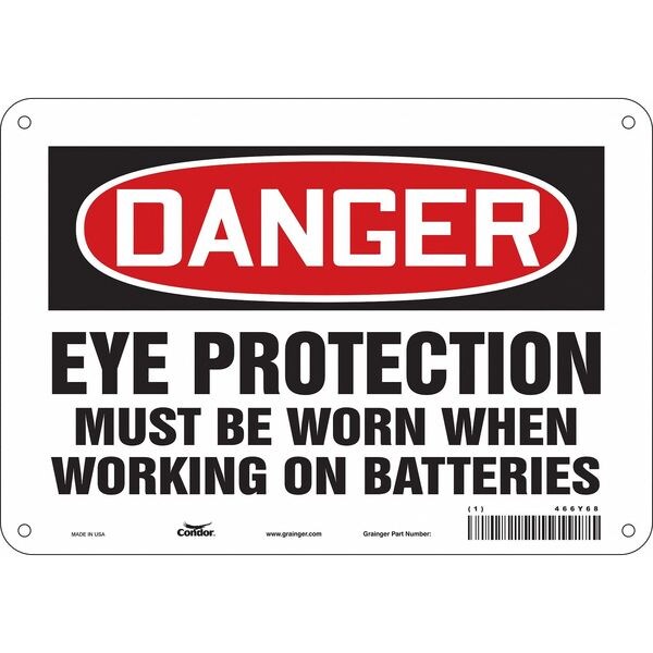 Safety Sign, 7 in Height, 10 in Width, Polyethylene, Vertical Rectangle, English, 466Y68
