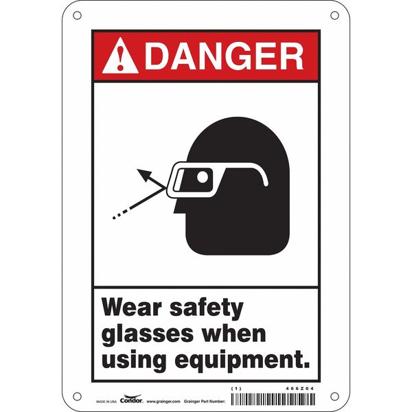 Safety Sign, 10 in Height, 7 in Width, Vinyl, Horizontal Rectangle, English, 466Z04