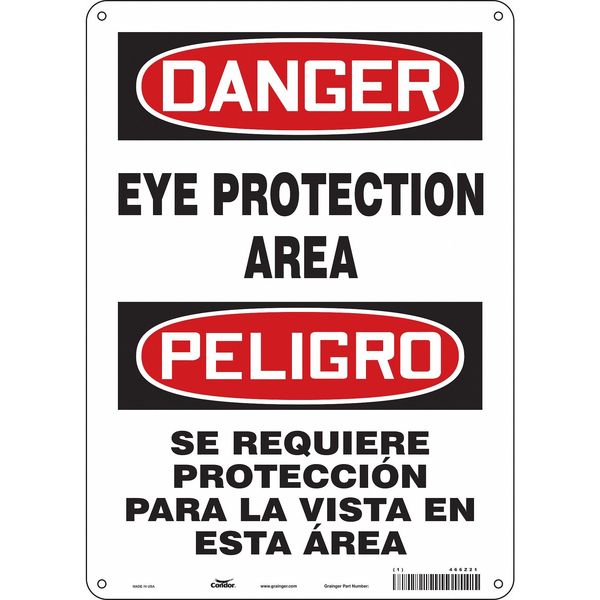 Safety Sign, 14 in Height, 10 in Width, Polyethylene, Vertical Rectangle, English, Spanish