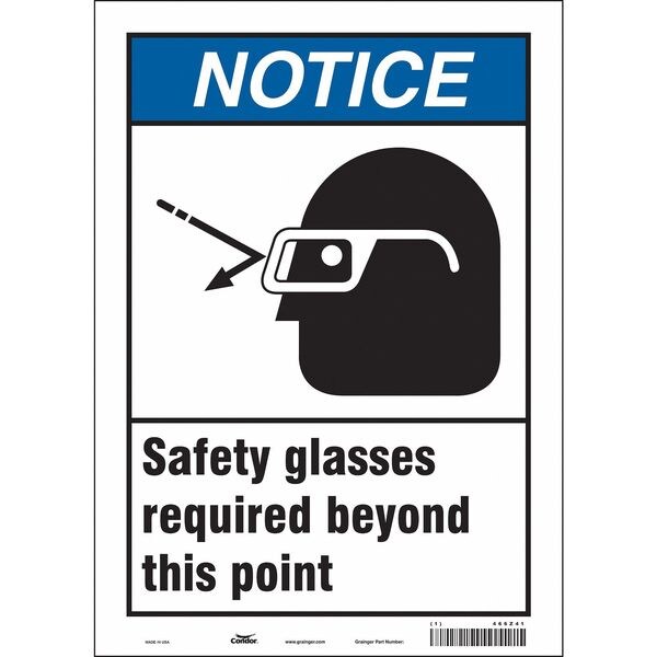 Safety Sign, 14 in Height, 10 in Width, Vinyl, Vertical Rectangle, English, 466Z41