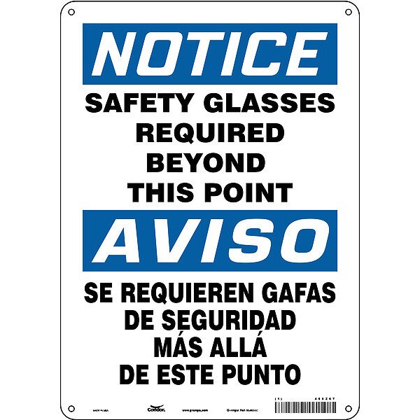 Safety Sign, 14 in Height, 10 in Width, Polyethylene, Vertical Rectangle, English, Spanish, 466Z67