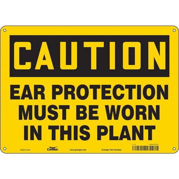 Safety Sign, 10 in Height, 14 in Width, Polyethylene, Horizontal Rectangle, English, 466C95