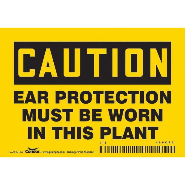 Safety Sign, 3 1/2 in Height, 5 in Width, Vinyl, Horizontal Rectangle, English, 466C96