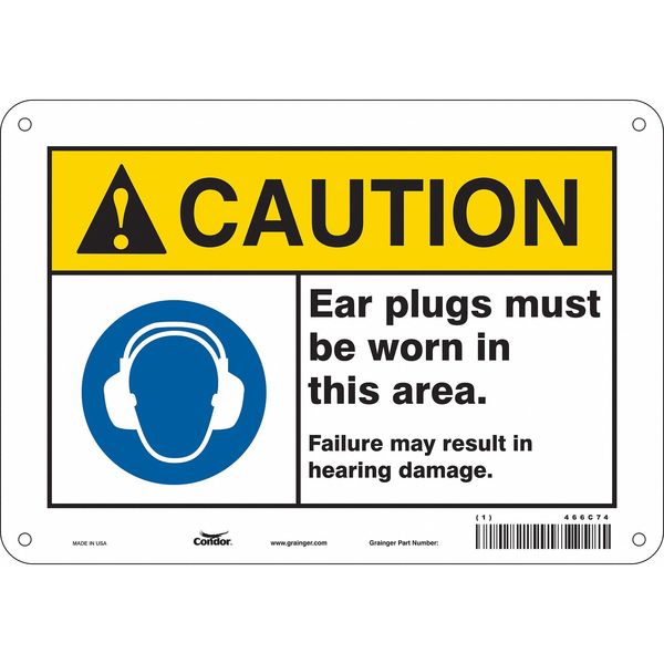 Safety Sign, 7 in Height, 10 in Width, Polyethylene, Vertical Rectangle, English, 466C74