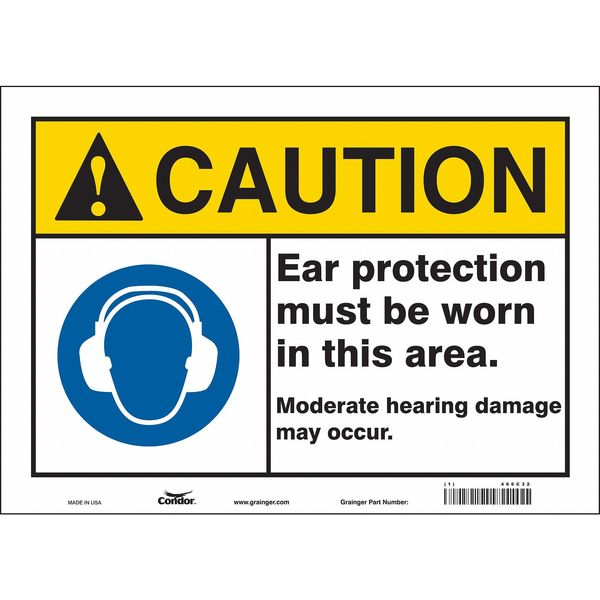 Safety Sign, 10 in Height, 14 in Width, Vinyl, Horizontal Rectangle, English, 466C32