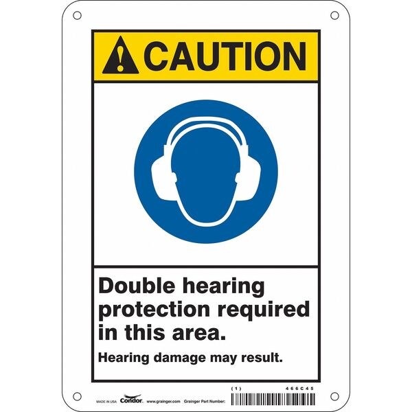 Safety Sign, 10 in Height, 7 in Width, Polyethylene, Horizontal Rectangle, English, 466C45