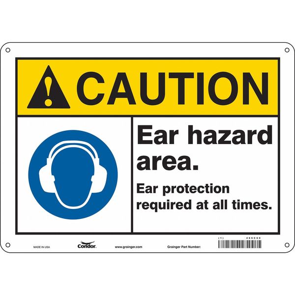 Safety Sign, 10 in Height, 14 in Width, Polyethylene, Horizontal Rectangle, English, 466C60