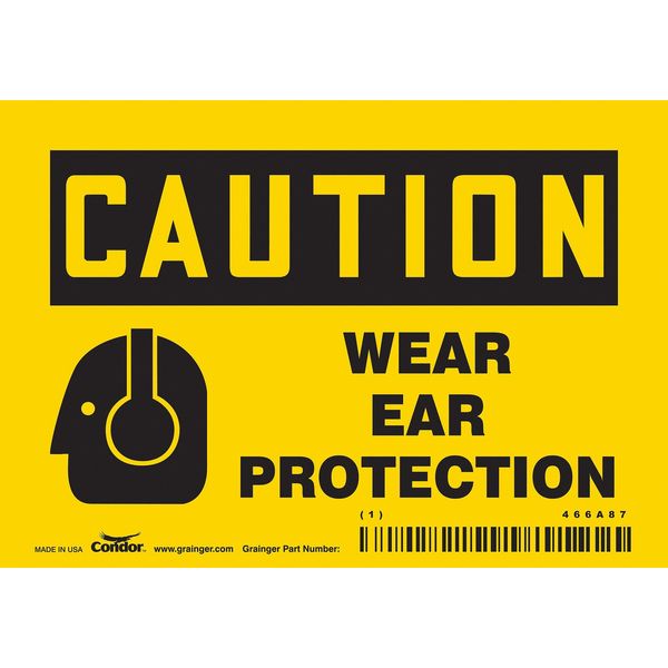 Safety Sign, 3 1/2 in Height, 5 in Width, Vinyl, Horizontal Rectangle, English, 466A87