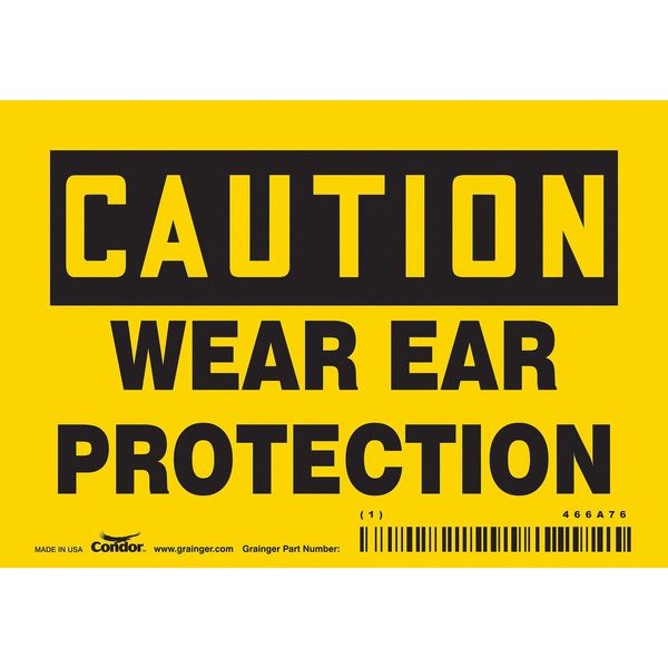 Safety Sign, 3 1/2 in Height, 5 in Width, Vinyl, Horizontal Rectangle, English, 466A76