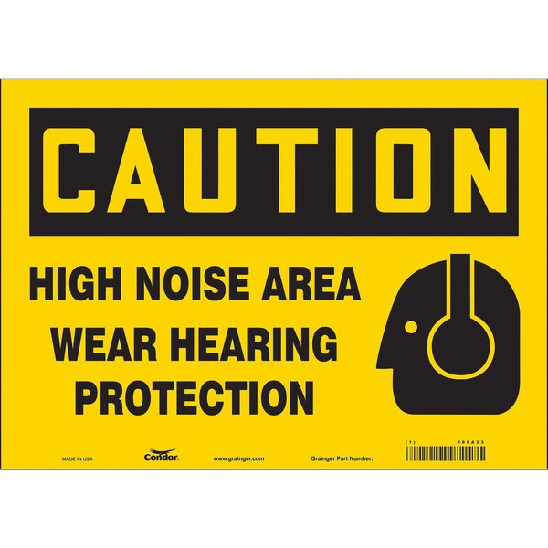 Safety Sign, 10 in Height, 14 in Width, Vinyl, Horizontal Rectangle, English, 466A23